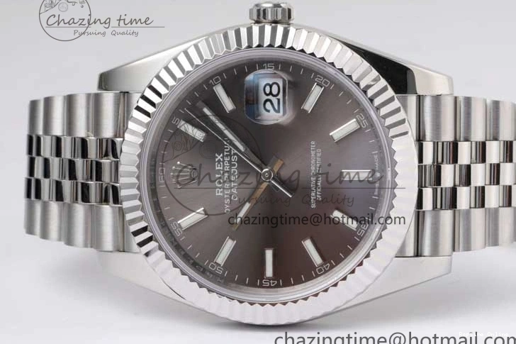0219 Trendsetting DateJust 41 126334 ZF 1:1 Best Edition 904L Steel Gray Dial Stick Marker on Jubilee Bracelet A 2372